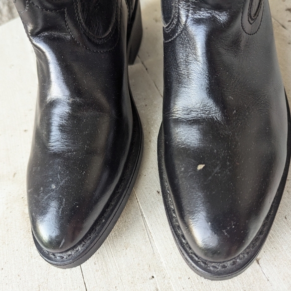 Laredo 6.5 size 6 1/2 D 68091 Lea Vamp Black Cowboy boots Western men's boy - Picture 2 of 9